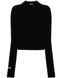 Sportmax - Truien & Vesten ,Zwart ,Wol Zwarte Gebreide Trui Met Logo - Lyst