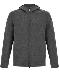 Giorgio Brato - Hoodies & Sweatvesten ,Grijs ,Wol Hooded Jacket - Lyst