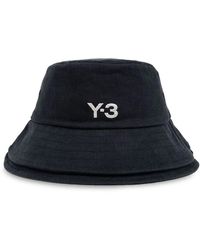 Y-3 - Zwarte Dubbele Klep Geborduurd Logo Hoed - Lyst