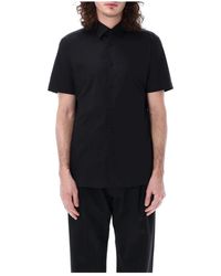 Burberry - Camicia nera in cotone elasticizzato ss24 - Lyst
