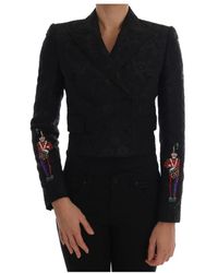 Dolce & Gabbana - Giacca blazer di broccato nero - Lyst