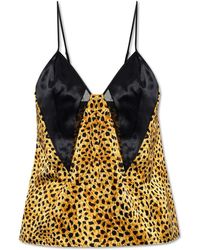 Versace - Nachtkleding ,Geel ,Zijden Top Met Dierenprint - Lyst