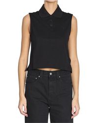Saint Laurent - Tops ,Zwart ,Katoen Cassandre Polo Top - Lyst