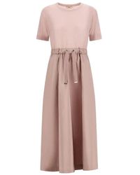 Herno - Kleedjes ,Roze ,Polyester Drawstring Midi Dress - Lyst