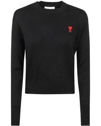 Ami Paris - Zwarte Trui Rode Adc Stijl - Lyst