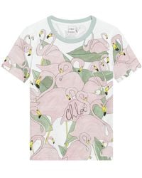 Chloé - Tops ,Veelkleurig ,Katoen T-Shirt - Lyst