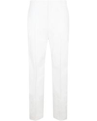 Bottega Veneta - Pantalones blancos slim fit de sarga de algodón - Lyst