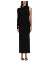 Courreges - One Shoulder Crepe Jersey Lange Jurk - Lyst