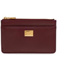 Dolce & Gabbana - Accessoires ,Rood ,Leer Leren Kaarthouder - Lyst