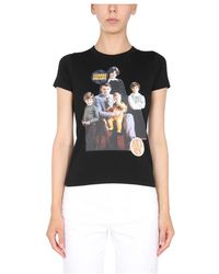 Raf Simons - Tops ,Zwart ,Katoen Family Portrait T-Shirt Met Ronde Hals - Lyst