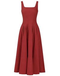 Max Mara - Kleedjes ,Rood ,Katoen Mstfeltre Poplin Jurk Met Volle Rok - Lyst