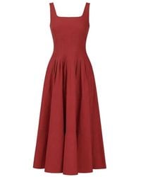 Max Mara - Kleedjes ,Rood ,Katoen Mstfeltre Poplin Jurk Met Volle Rok - Lyst