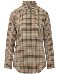 Burberry - Overhemden ,Katoen Klassiek Passend Geruit Katoenen Shirt - Lyst