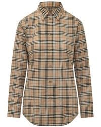 Burberry - Overhemden ,Katoen Klassiek Passend Geruit Katoenen Shirt - Lyst