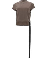 Rick Owens - Tops ,Bruin ,Cropped Small Level T' Crop Jersey T-Shirt Met Ronde Hals - Lyst