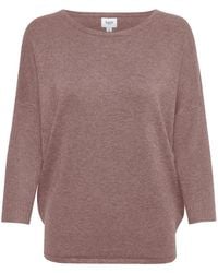 Saint Tropez - Einfacher Strickpullover Mit ¾ Ärmeln Und Rundhalsausschnitt - Lyst