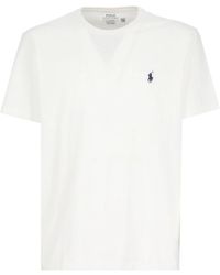 Ralph Lauren - Weiße baumwoll-t-shirt mit gesticktem pony,stylishe t-shirts für männer und frauen - Lyst