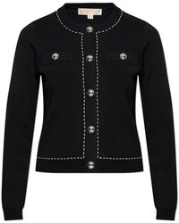 Michael Kors - Studded Stretch Knit Cardigan - Lyst