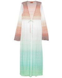 Missoni - Truien & Vesten ,Veelkleurig ,Lange Cardigan Met Strik Aan De Voorkant - Lyst
