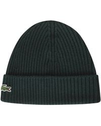 Lacoste - Accessoires ,Groen ,Wol Geribbelde Muts Van Geborstelde Wol - Lyst
