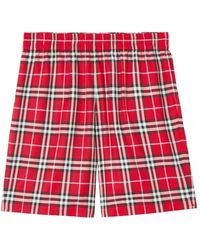 Burberry - Check Print Track Shorts 'chili Red' - Lyst