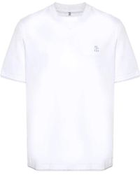 Brunello Cucinelli - Tops ,Wit ,Katoen Witte Katoenen Jersey T-Shirts Polos - Lyst