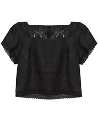 Posse - Overhemden ,Zwart ,Linnen Alfie Linnen Top - Lyst
