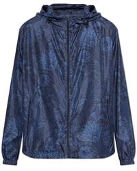 Etro - Jassen ,Blauw ,Polyester Floral Paisley Windbreaker Jacket - Lyst