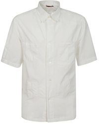 Barena - Weiße baumwollhemd mit bestickter tasche - Lyst