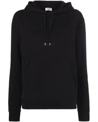 Saint Laurent - Schwarzer gemütlicher hoodie mit ikonischer stickerei - Lyst
