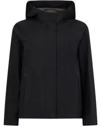 Herno - Jassen ,Zwart ,Polyester Minimalist Hooded Jacket - Lyst