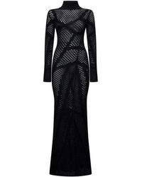 John Richmond - Lange Jurk Met Lange Mouwen En Mesh-Details - Lyst