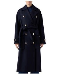 Ermanno Scervino - Jassen ,Blauw ,Wol Dubbele-Breasted Jas - Lyst