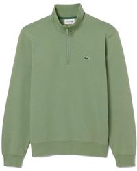 Lacoste - Hoodies & Sweatvesten ,Groen ,Katoen Zip Up Fleece Sweatshirt Met Hoge Hals - Lyst