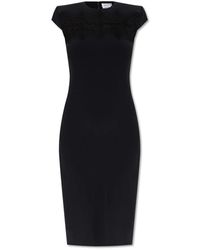 McQueen - Kleedjes ,Zwart ,Leer Jurk Met Achter Split - Lyst