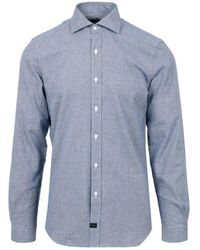 Fay - Blauw Katoenen Shirt Met Lange Mouwen - Lyst