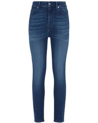 7 For All Mankind - Blauwe Slim Fit High Waist Jeans - Lyst