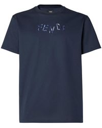 Fendi - Tops ,Blauw ,Katoen T-Shirt - Lyst