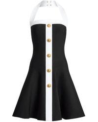 Balmain - Kleedjes ,Zwart ,A-Lijn Jurk Met Knopen - Lyst