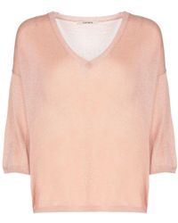 Kangra - Rosa Kaschmir V-Ausschnitt Pullover Mit Lurex - Lyst
