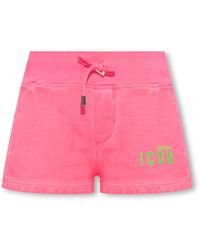 DSquared² - Korte Broeken ,Roze ,Katoen Shorts Met Logo - Lyst