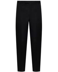 McQueen - Broeken ,Zwart ,Wol Wollen Broek Met Zijstreep Van Zijde - Lyst