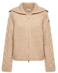 Moncler - Truien & Vesten ,Bruin ,Wol Cardigan Tricot - Lyst