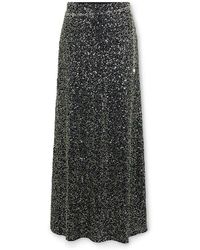 Rabanne - Zwarte Paillet Geborduurde Midi Rok - Lyst
