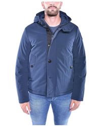Blauer - Jassen ,Blauw ,Gewatteerde Jas Met Capuchon - Lyst