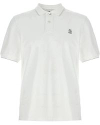Brunello Cucinelli - Wit Katoenen Piqué Polo Met Logo - Lyst
