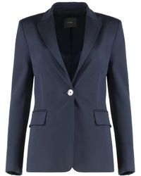 Pinko - Jassen ,Blauw ,Polyester Elegante Single-Breasted Jas Met Reverskraag - Lyst