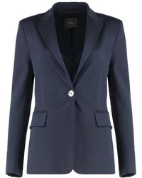 Pinko - Jassen ,Blauw ,Polyester Elegante Single-Breasted Jas Met Reverskraag - Lyst