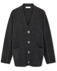Rabanne - Truien & Vesten ,Grijs ,Wol Donkergrijze Wol Kasjmier Vest - Lyst