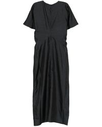 Soeur - Kleedjes ,Zwart ,Ella Draped Silk Dress - Lyst